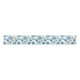 Vintage Blue Flowers Ribbon Grosgrain Lint
