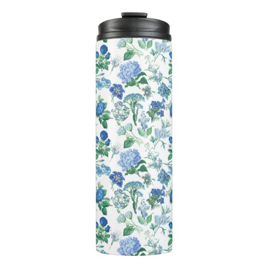 Vintage Blue Flowers Thermosbeker (Voorkant)