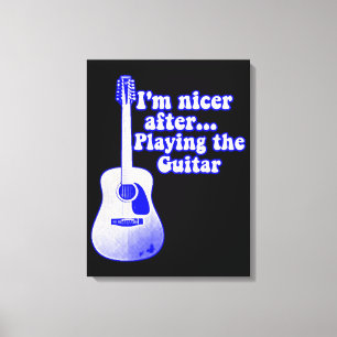 Vintage blue guitar with a positieve quote canvas afdruk