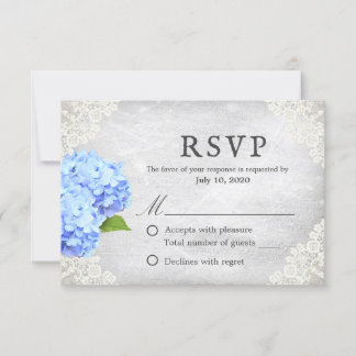Vintage Blue Hydrangea Floral Blanc dentelle RSVP