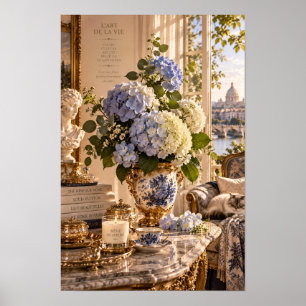Vintage Blue Hydrangea Rome décoration murale