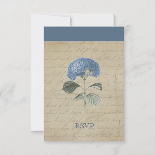 Vintage Blue Hydrangea RSVP Personnalisé (Devant)