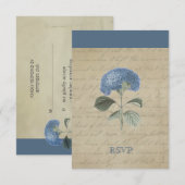 Vintage Blue Hydrangea RSVP Personnalisé (Devant / Derrière)