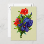 Vintage Blue Iris Flower Bouquet Briefkaart (Voorkant / Achterkant)