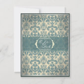 Vintage Blue Mariage damassé RSVP (Dos)
