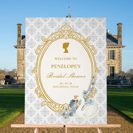 Vintage Blue Régence Camée Baby Shower