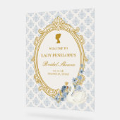 Vintage Blue Régence Camée Baby Shower (Angle)