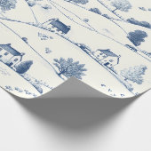 Vintage Blue Toile Landscape (2) Cadeaupapier (Hoek)
