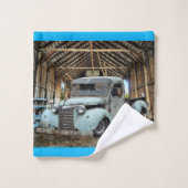 Vintage Blue Truck Rustic Grange (Gant de toilette)