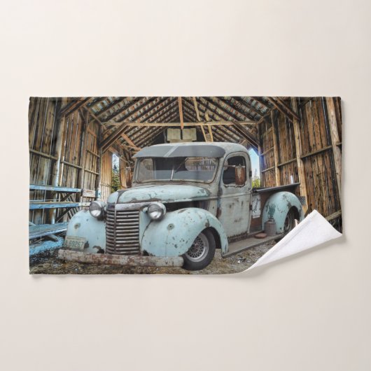 Vintage Blue Truck Rustic Grange (Serviette à main)