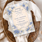 Vintage Blueberry Floral Baby Shower Kaart