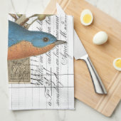 Vintage Bluebird French Script Cuisine Serviette à (Quart Plié)