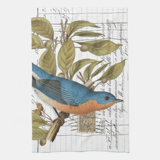 Vintage Bluebird French Script Cuisine Serviette à (Vertical)