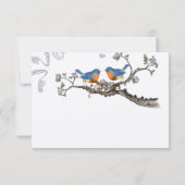 Vintage Bluebirds Fleur Branche Mariage RSVP (Dos)