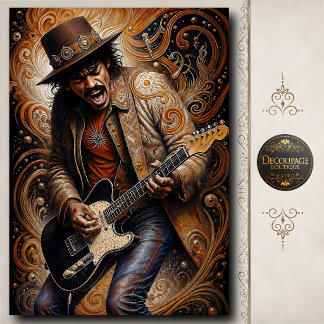 Vintage Blues Rock Gitarist Muziekkunst Tissuepapier