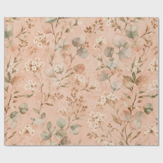 Vintage Blush Bloemenschildering Eucalyptuspatroon Cadeaupapier