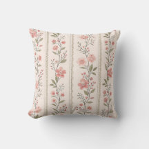 Vintage Blush Bloemstreep Worp Kussen – Cottage