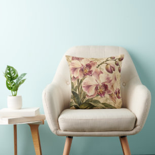 Vintage Blush Orchidee Botanische Bloem Kussen