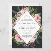 Vintage Blush Roses Élégant Mariage Invitation (Devant)
