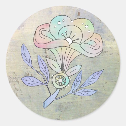 Vintage Blüte Poster Ronde Sticker (Voorkant)