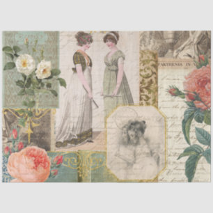 Vintage Boek Ephemera Roos Floral Emma Tissuepapier