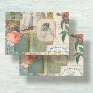 Vintage Boek Ephemera Roos Floral Mint Tissuepapier