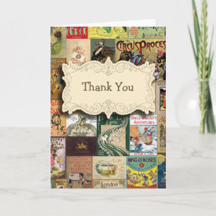 Vintage boeken brengen een boek baby shower bedank bedankkaart