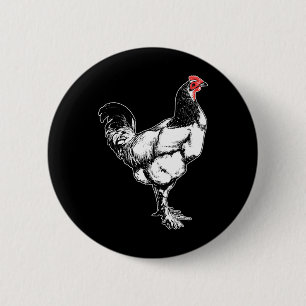 Vintage boerderij haan minimalistisch kip ontwerp  ronde button 5,7 cm