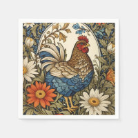 Vintage Boerderij Kip en Madeliefjes Bloemen