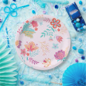 Vintage Boho Chic Bloemige Verjaardag Papieren Bor Papieren Bordje (Feest)