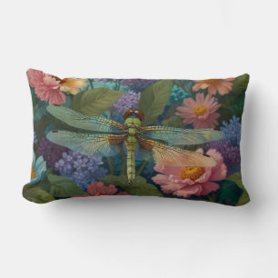 Vintage boho chic pastel bloemrijke tuin libel kussen