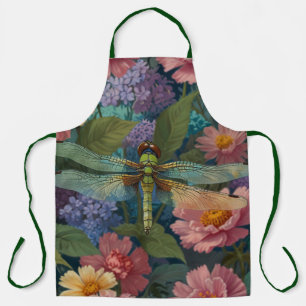 Vintage boho chic pastel bloemrijke tuin libel schort