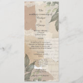 vintage boho chic vert menu & programme (Dos)