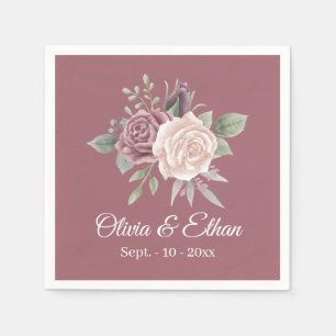 Vintage Boho Dusty Roos Floral Pink Wedding Servet