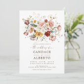 Vintage Boho Flower Bouquet Wedding Kaart (Staand voorkant)