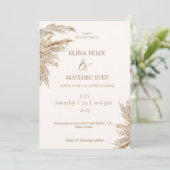 vintage boho rustieke pampas bruiloft kaart (Staand voorkant)