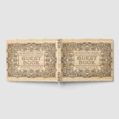 Vintage Bois brûlé Regarder gravé Livre d'invité (Complet)