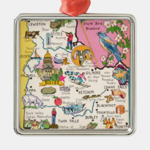 Vintage Boise, Idaho Staatskaart Ornament