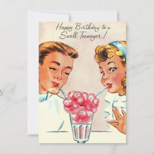 Vintage Bonne Anniversaire Neige Jeune Carte de Va (Devant)