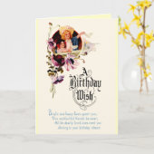 Vintage Bonne carte d'anniversaire (Fleur jaune)