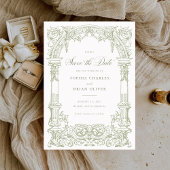 Vintage Boog Wijnranken Ornament Lijst Save the Da Kaart