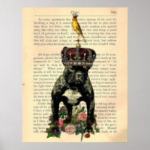 Vintage Book Page Bulldog King Poster