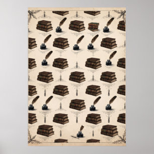 Vintage Books Quill Ink Literatuur Poster