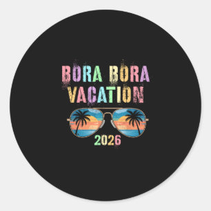 Vintage Bora Bora vakantie 2026 vakantie zwemmen r Ronde Sticker