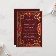 Vintage bordeauxrode en gouden Art Deco islamitisc