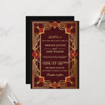 Vintage bordeauxrode en gouden Art Deco islamitisc