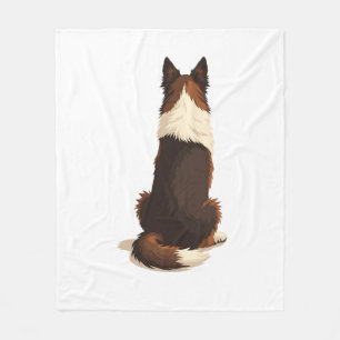 Vintage Border Collie Van achteren Hondenillustrat Fleece Deken
