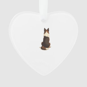 Vintage Border Collie Van achteren Hondenillustrat Ornament