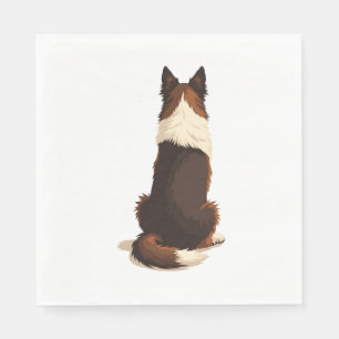 Vintage Border Collie Van achteren Hondenillustrat Servet