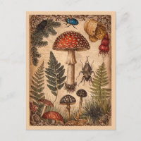 Vintage bos paddestoel varens kevers